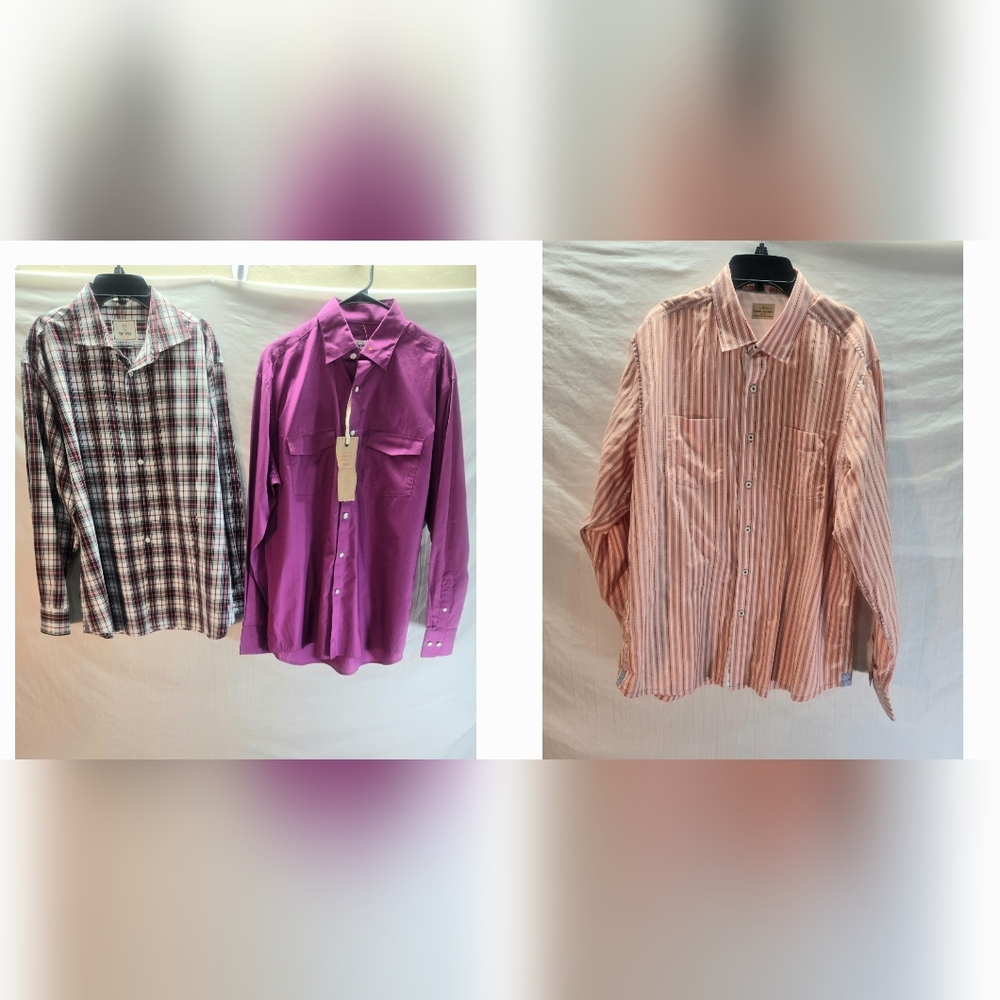 Lot of 3 Todd Snyder, Acorn & Tommy Bahama Men's Large Button Shirt Long Sleeve
